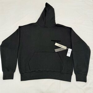 Essentials Black Men's Pullover Hoodie with Front Pocket